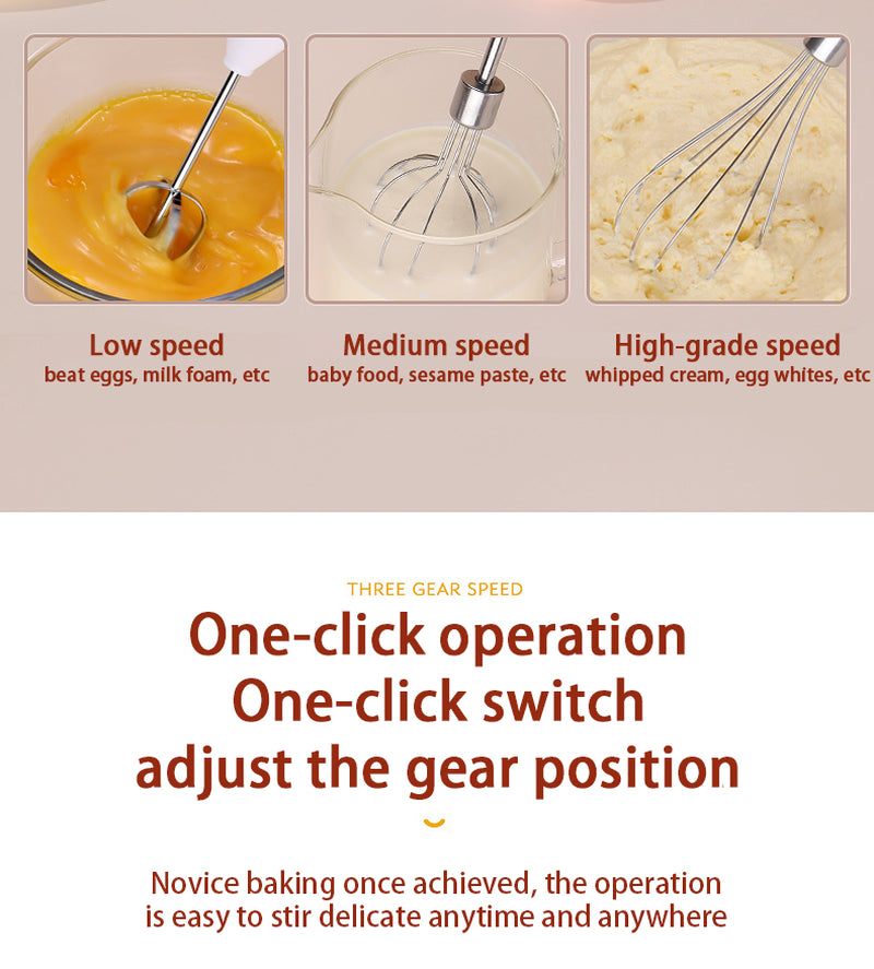 Hand-Held Electric Whisk Household Baking Cake Egg White Whisk Small Straight Handle Whisk Wireless Whisk