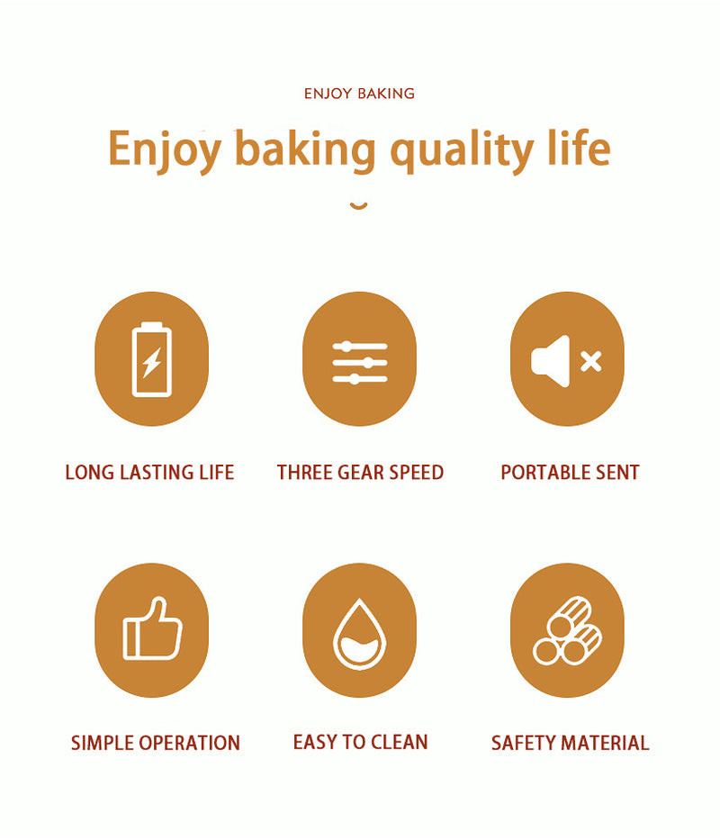 Hand-Held Electric Whisk Household Baking Cake Egg White Whisk Small Straight Handle Whisk Wireless Whisk